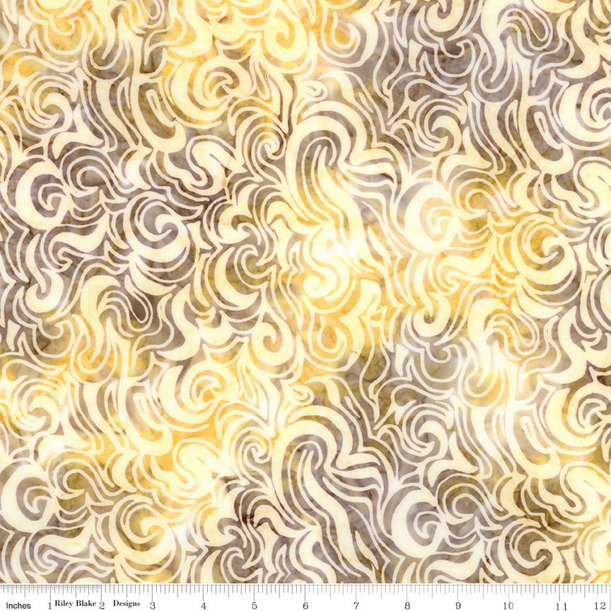 Sunken Treasure Expressions Batik Quilt Fabric - Currents in Powdered Hazelnut Latte Brown/Gold - BT23716-263
